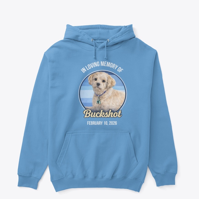 Carolina blue hoodie printed in loving memory of Buckshot